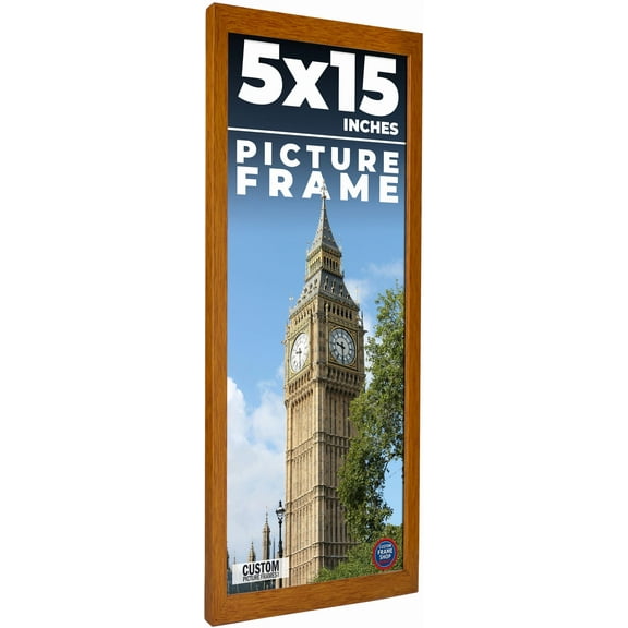 5x15 In Honey Brown Real Wood Picture Frame Width 0.75 inches | Interior Frame Depth 0.5 inches |