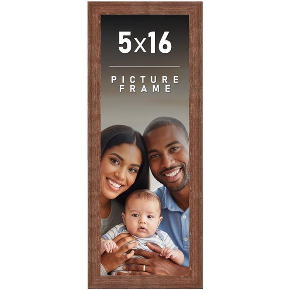 5x16 Frame Brown Distressed Barnwood Picture Frame | Rustic Farmhouse Photo Frame Includes UV