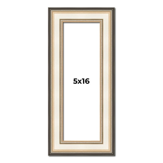 5x16 Frame Gold Silver Plein Aire 2" Inch Wide Moulding Solid Wood Picture Frame | Modena