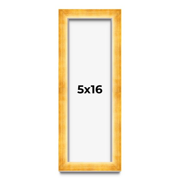 5x16 IN Shadow Box Frame Gold | 1.625 Inches Deep Real Wood Traditional Shadowbox Display Frame |