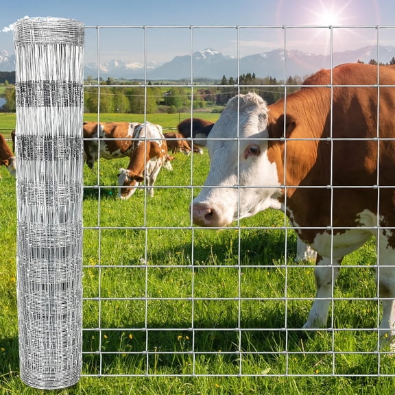 5x164ft Farm Fence, Heavy Duty Cattle Fence, Galvanized Field Wire Fencing, Hog Panels, for Livestock & Yard Garden