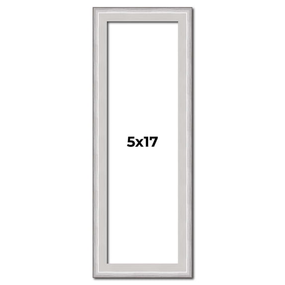 5x17 Frame Silver Inner Slope Bevel Picture Frame | 1 Inch Moulding Width | 0.75 Inch Rabbet Depth