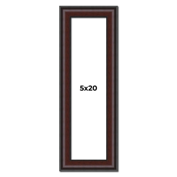 5x20 Frame Brown Round Mahogany Solid Wood Picture Frame | 1.625 Inch Moulding Width | with UV