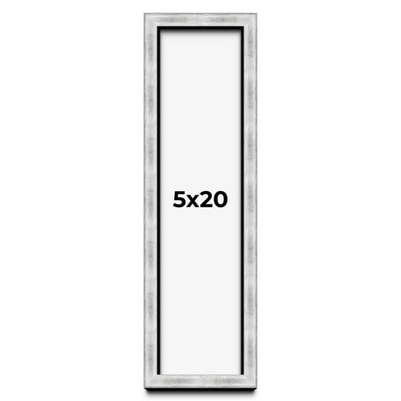 5x20 Frame Brushed Silver Solid Wood Picture Frame | 0.75 Inch Moulding Width | Rabbet Depth 0.75