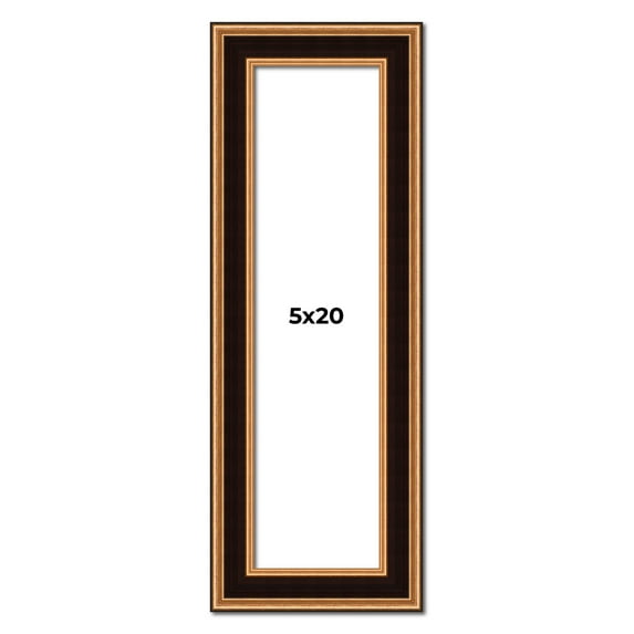 5x20 Frame Gold Brown Plein Air Vintage Solid Wood Picture Frame | 1.75 Inches Moulding Width |
