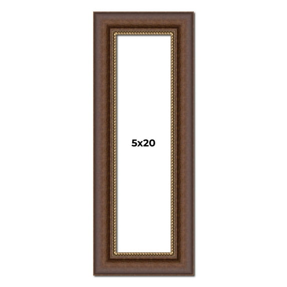 5x20 In Copper and Brown Real Wood Picture Frame Width 2 inches | Interior Frame Depth 0.5 inches |