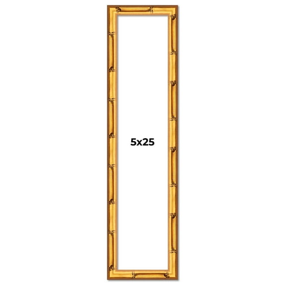5x25 In Frame Gold Bamboo Picture Frame - Complete Modern Photo Frame Includes UV Acrylic Shatter