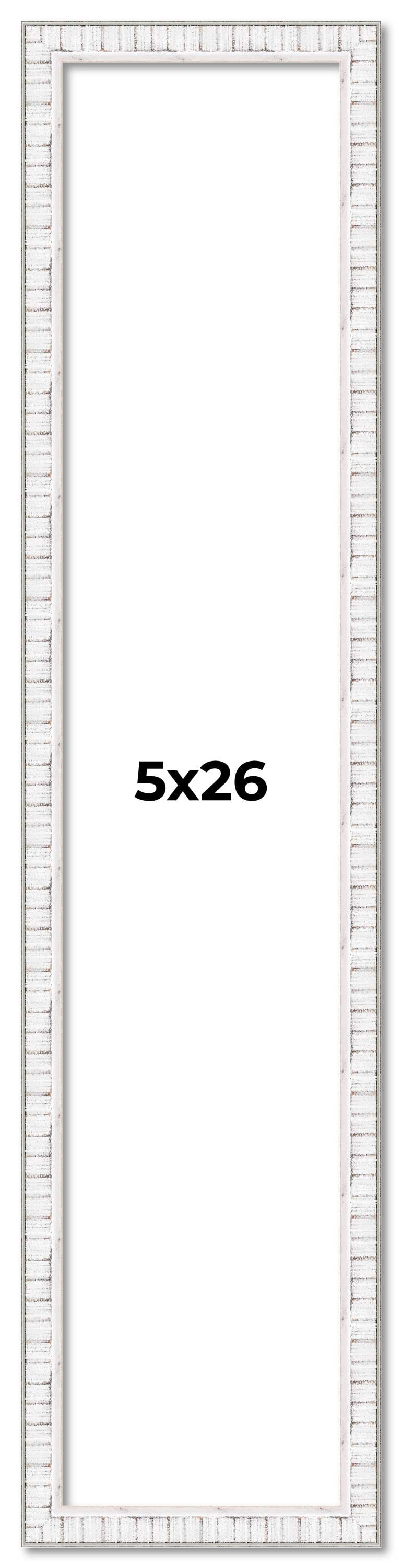5x26 Frame White Scuffed Rustic Solid Wood Picture Frame | 0.75 Inch ...