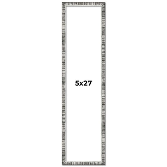 5x27 In Frame Silver Picture Frame - Complete Modern Photo Frame Includes UV Acrylic Shatter Guard