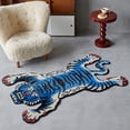 thumbnail image 1 of 5x3.3ft Tibetan Tiger Area Rug Hand Tufted High Pile Carpet, Machine Washable with Nonslip TPR Backing - Bedroom, Bathroom, Living & Dining Room Home Décor, 1 of 12