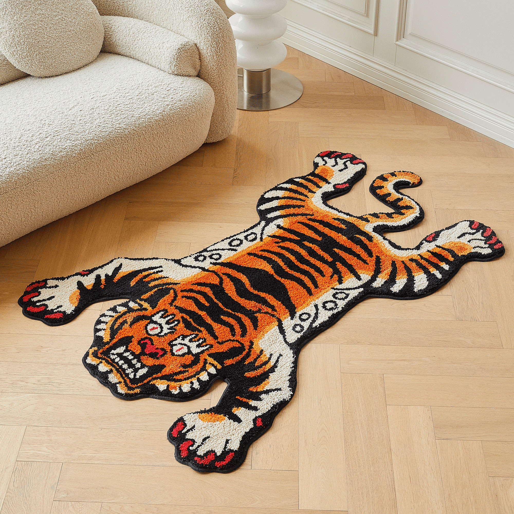Tibetan Tiger Rug White Small 60×100 正規品 Zane Gray Tibetan Tiger Area Rug - Clearance – Boutique Rugs