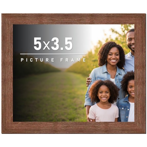 5x3.5 Frame Brown Distressed Barnwood Picture Frame | Rustic Farmhouse Photo Frame Includes UV