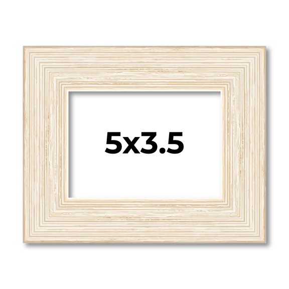 5x3.5 Frame White Barnwood Picture Frame Includes UV Acrylic Plexiglass, Acid Free Foam Backing