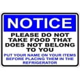 thumbnail image 1 of 5x3.5 Notice Put Your Name on Your Items Refrigerator Sticker Vinyl Sign, 1 of 5