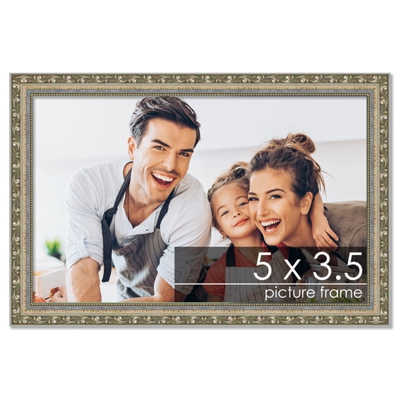 5x3.5 Silver Wood Picture Frame - UV Acrylic, Foam Board Backing, Hanging Hardware