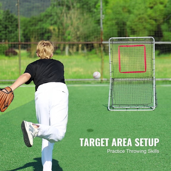 5x3.5 ft Baseball Pitchback Net with 5 Adjustable Angles - Softball Rebounder for Throwing Practice, Fielding Trainer&Bounce Back Drills