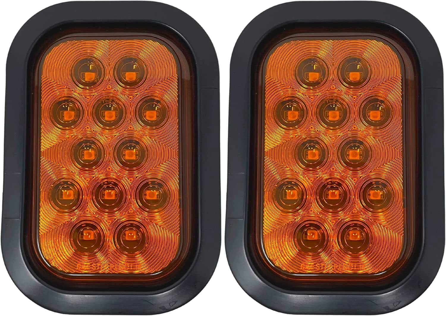 Rectangle Signal Light 5x3 Amber Rectangle 12 LED Signal Turn Tail Park Light IP67 Waterproof ...