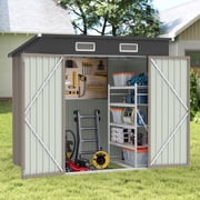 Clearance Storage Shed, Enyopro 6x4 Outdoor Storage Sheds, Metal Storage House with Lockable Door, Storage Garden Tool shed for Lawnmower, Bike, Garage, Brown