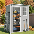 thumbnail image 1 of 5x3 FT Storage Shed with Floor, Outdoor Plastic Shed with Window for Patio|Garden|Backyard, Grey, 1 of 14