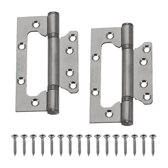 5x3 Inch Non-Mortise Door Hinges, 2 Pcs Non-Mortise Stainless Steel No Noise Door Hinges with Screw, Gray (0.55")