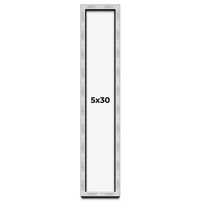 5x30 Frame Brushed Silver Solid Wood Picture Frame | 0.75 Inch Moulding Width | Rabbet Depth 0.75