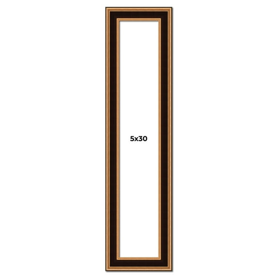 5x30 Frame Gold Brown Plein Air Vintage Solid Wood Picture Frame | 1.75 Inches Moulding Width |