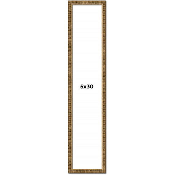 5x30 Frame Gold Solid Wood Picture Frame - Complete Modern Photo Frame Includes UV Acrylic