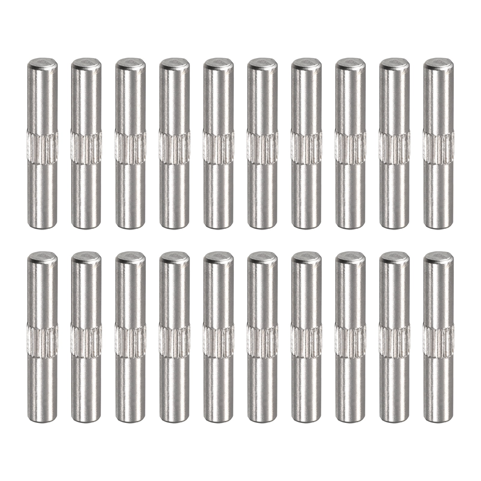 5x30mm 304 Stainless Steel Dowel Pins, 20 Pack Center Knurled Flat