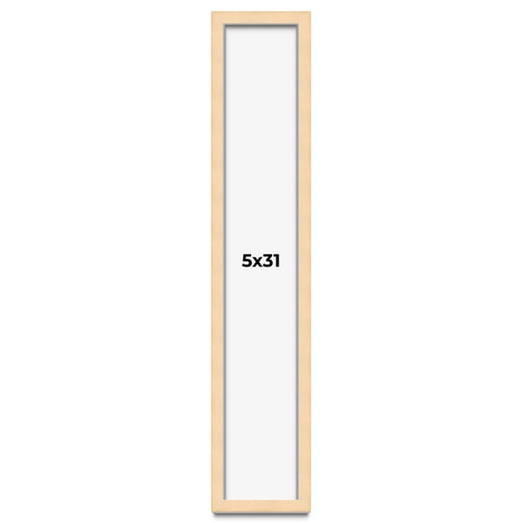 5x31 Frame Natural Wood Picture Frame | 0.75 Inch Moulding Width | with UV Acrylic Plexiglass, Foam
