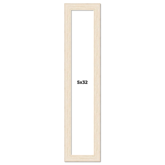 5x32 Frame White Barnwood Picture Frame Includes UV Acrylic Plexiglass, Acid Free Foam Backing