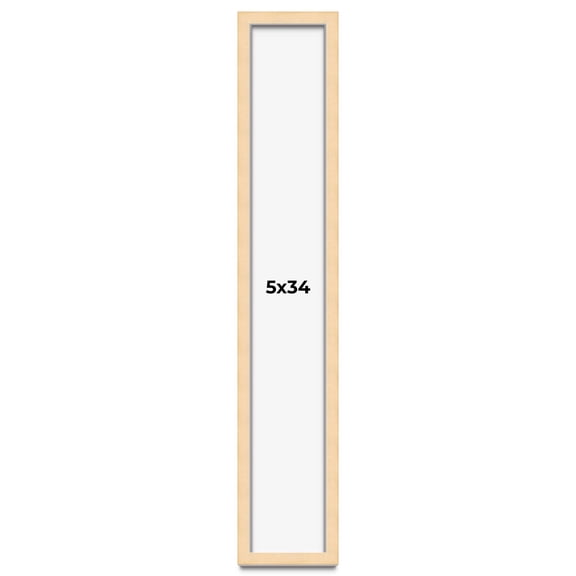 5x34 Frame Natural Wood Picture Frame | 0.75 Inch Moulding Width | with UV Acrylic Plexiglass, Foam