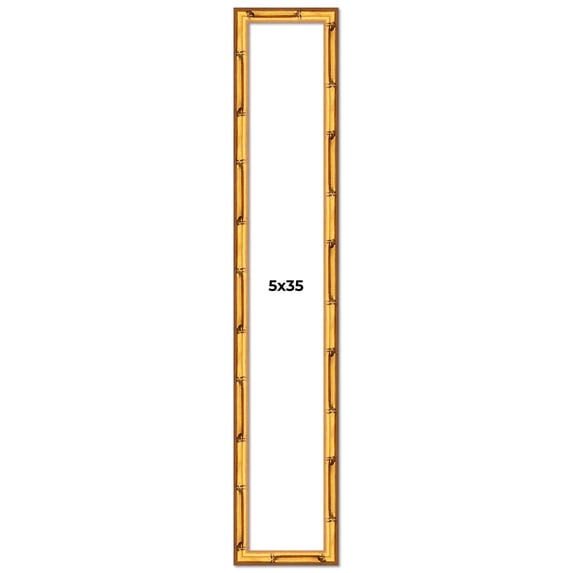 5x35 Frame Gold Bamboo Solid Wood Picture Frame | 1 Inch Moulding Width | Interior Frame Depth 0.75