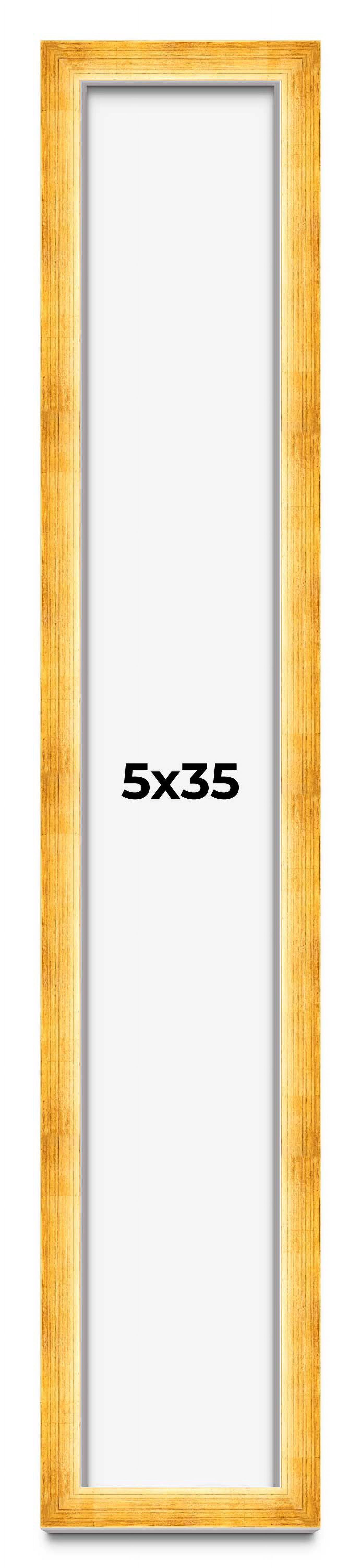 5x35 IN Shadow Box Frame Gold | 1.625 Inches Deep Real Wood Traditional ...