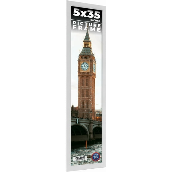 5x35 In Frame White Solid Wood Picture Frame Includes UV Acrylic Shatter Guard Front, Acid Free