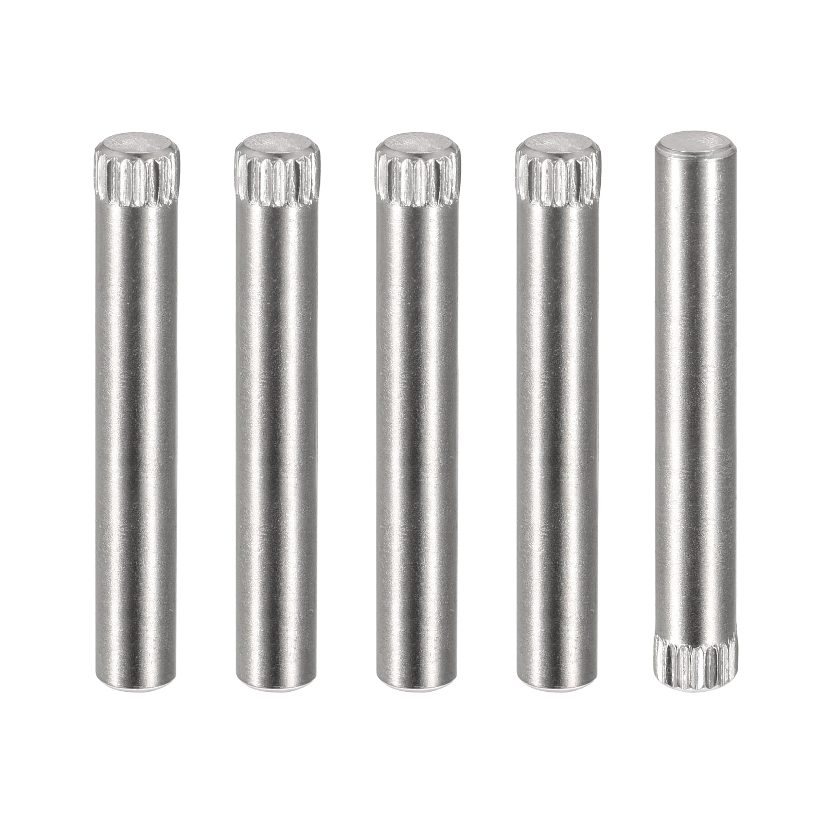 5x35mm 304 Stainless Steel Dowel Pins, 5 Pack Knurled Head Flat End