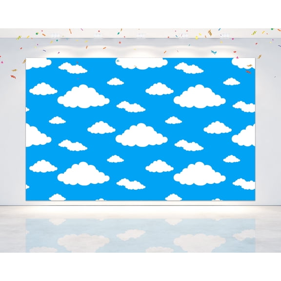5x3FT Clouds Backdrop for Birthday Party Decoration. Sky Clouds Background for Birthdayn