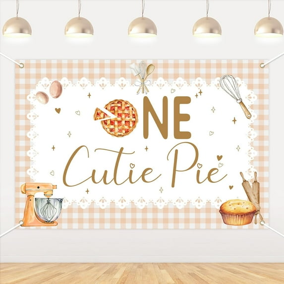 5x3FT Cutie Pie 1st Birthday Decoration Our Cutie Pie Backdrop Pie First Birthday Banner Decorations Sweet as Pie First Bday Decor for Bday Supplies