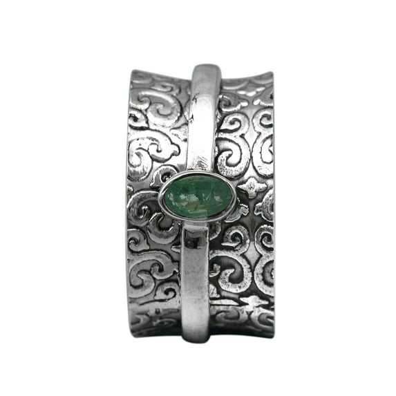 5x3MM Oval Green Tourmaline 925 Sterling Silver Meditation Spinner Women Valentines Day Gifts Ring