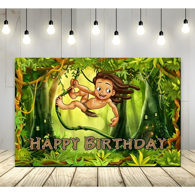 5x3ft Backdrop for Birthday Party Supplies Tarzan Safari Jungle Photo