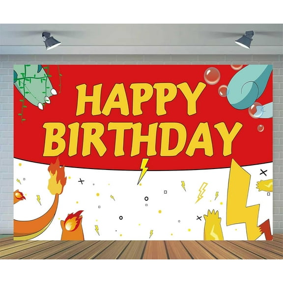 5x3ft Cartoon Birthday Backdrop Red and White Photography Backdrops for Kids Party Supplies Happy Birthday Party Decorations