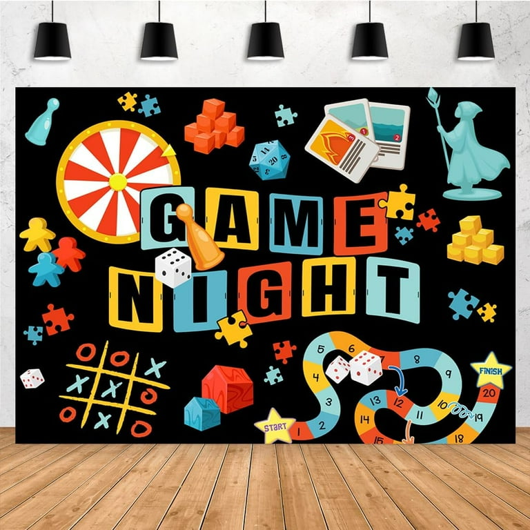5x3ft Game Night Backdrop Game Party Decorations Chess Card