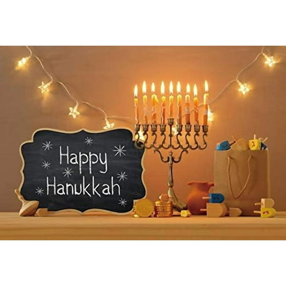 5x3ft Happy Hanukkah Menorah Backdrop Photography Background Chanukah Party David Star Lights Candles Jewish Religious Holiday Festival Holy Day Photo Studio Props