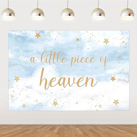 5x3ft A Little Piece of Heaven Baby Shower Backdrop Banner Photography Background Photo Props for Heaven Sent Heavenly On Cloud 9 Baby Shower Decorations Party Supplies