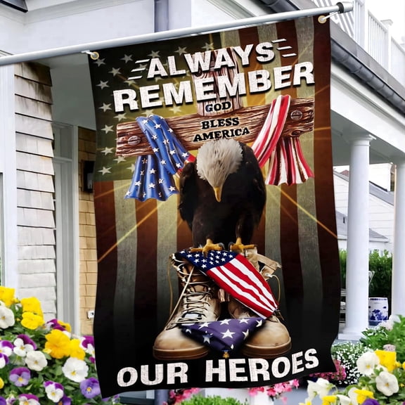 5x3ft Memorial Day Always Remember Our Heroes Flag for Outdoor Decor