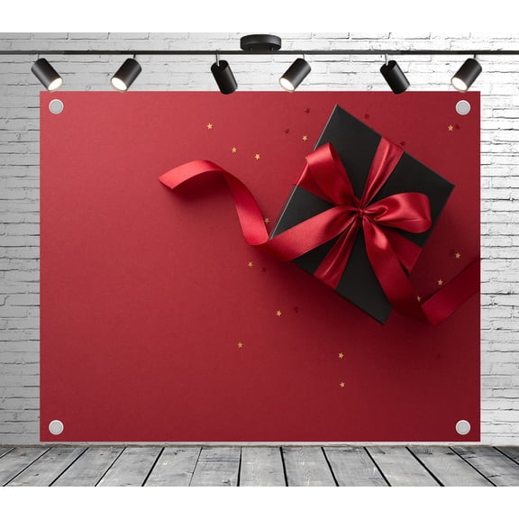 5x3ft Party Backdrop Gift and Gold Stars Photo Backdrop Decoration Banner for Theme Party Wedding Birthday Baby Shower Photo Booth Studio Props