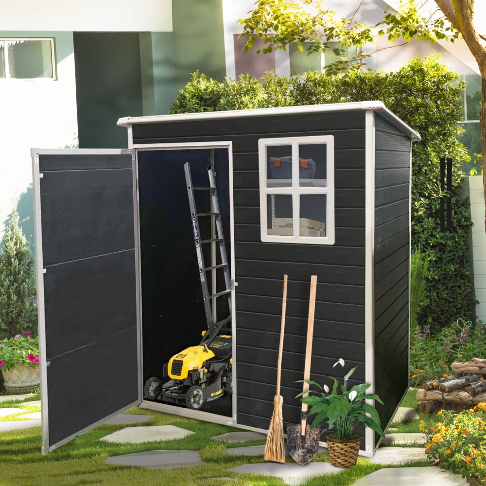 Black Resin 5x3ft Outdoor Storage Shed Kit with Windows