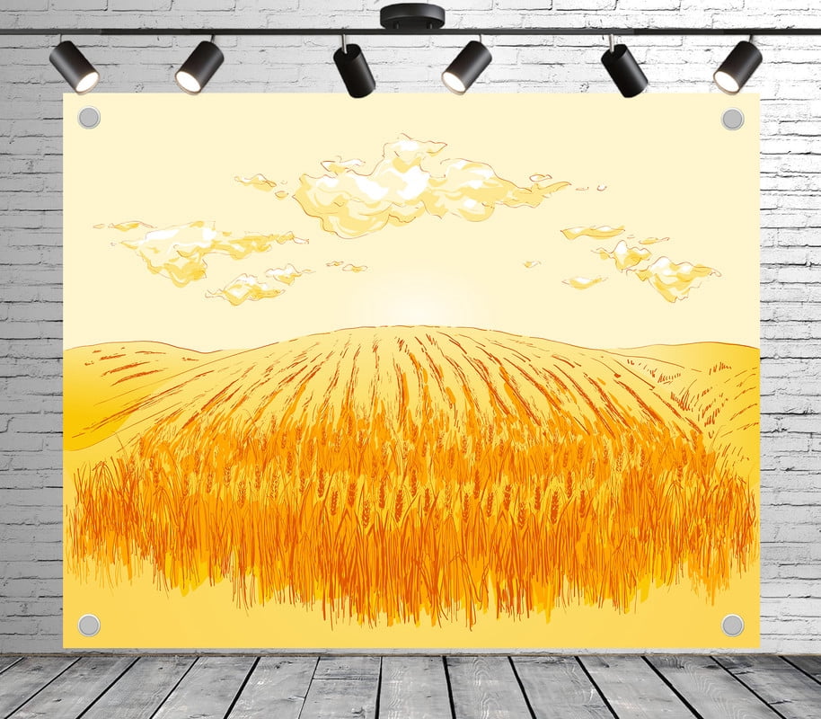 5x3ft Rustic Backdrop Golden Wheat Field Photo Backdrop Summer ...