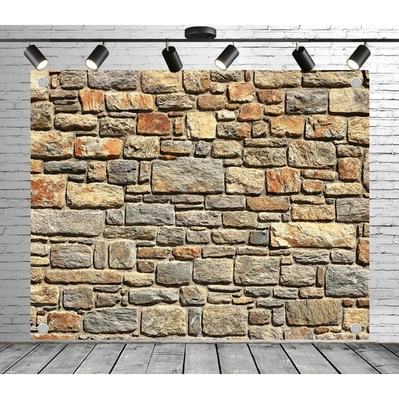 5x3ft Rustic Backdrop Stone Wall Photo Backdrop Natural Texture Background for Theme Party Wedding Birthday Baby Shower Decoration Banner Photo Booth Studio Props