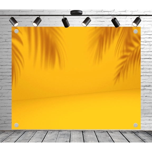 5x3ft Tropical Backdrop Palm Leaf Shadow Photo Backdrop Yellow Background for Theme Party Wedding Birthday Baby Shower Decoration Banner Photo Booth Studio Props