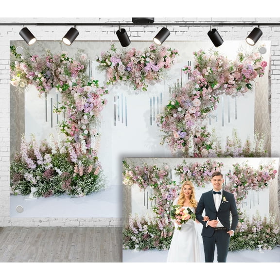 5x3ft Wedding Flowers Backdrop, Floral Decoration Fresh Flowers Background for Wedding Photoshoot Birthday Party Reception